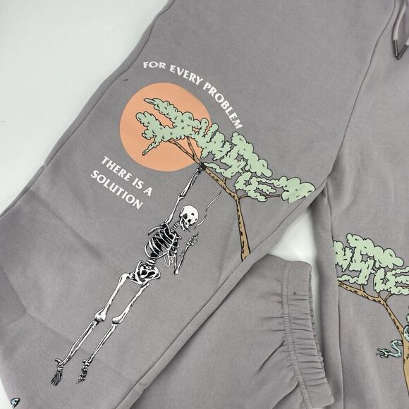 Jungles For Every Problem Sweatpants Men's 2XL Gray Graphic Print Drawstring - Picture 2 of 16